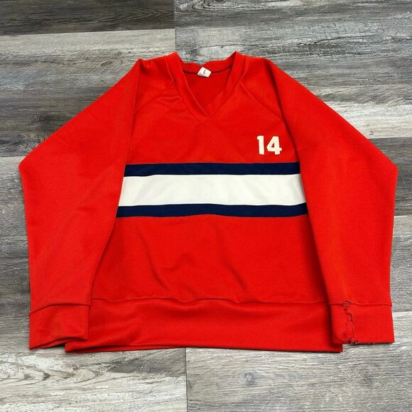 Vintage Blue Ribbon Wrestling Red Mens L 14 Pullover Crewneck Sweatshirt 70s 80s - Picture 1 of 9